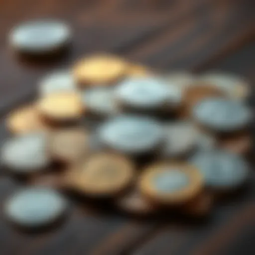 A collection of shiny, uncirculated-grade coins displayed on a wooden table, highlighting their pristine condition and vintage appeal.