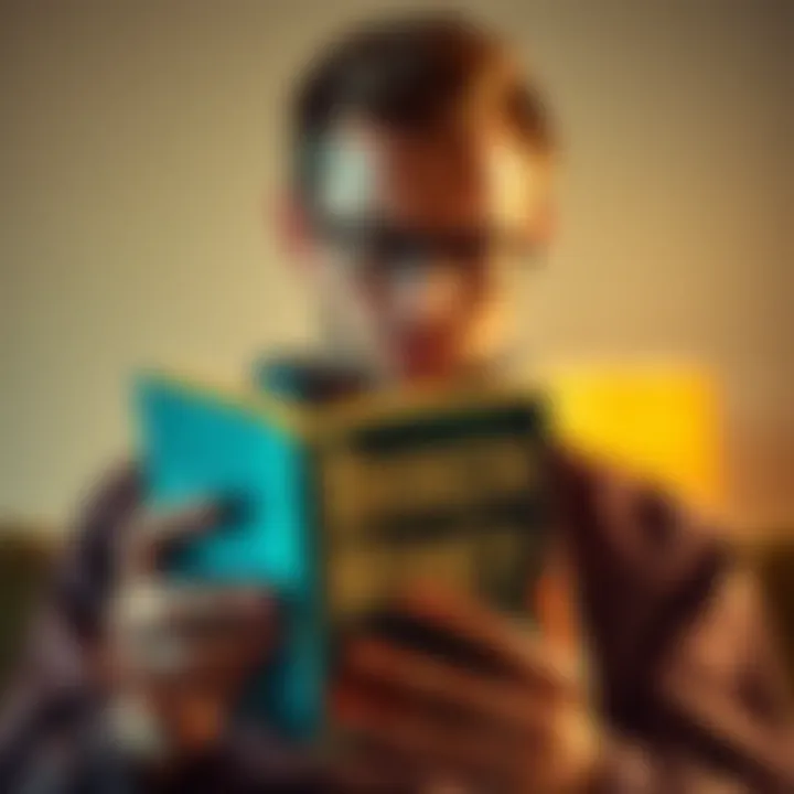 A person holding the book 'Broken Money' with a relaxed expression, with headphones around their neck, indicating a choice between reading and listening.