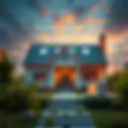 A house for sale with Monero cryptocurrency symbols in the foreground, showcasing modern real estate investment options.