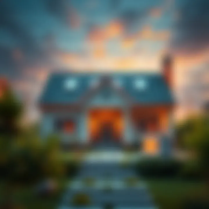 A house for sale with Monero cryptocurrency symbols in the foreground, showcasing modern real estate investment options.