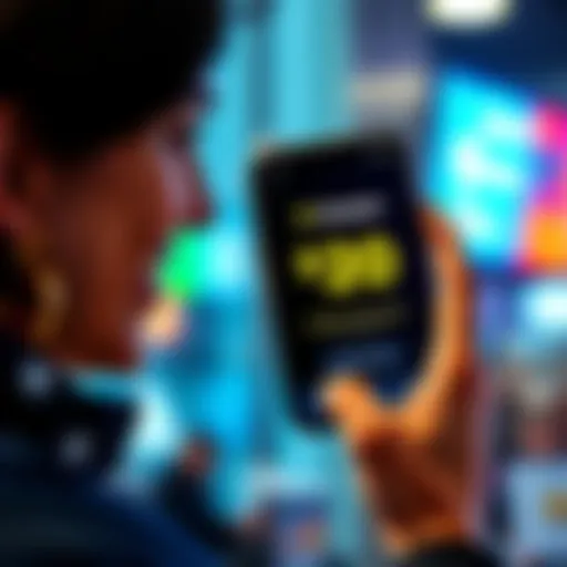 Person smiling while holding a smartphone with Rebet app on the screen, showing a $20 reward announcement