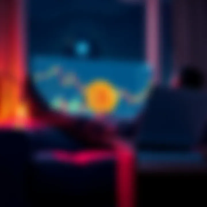 A calm person sits comfortably while looking at a Bitcoin price chart on their laptop, emphasizing a relaxed mindset amidst market changes.