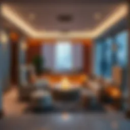 A serene space with soft lighting, comfortable seating, and calming décor, inviting people to unwind and relax.