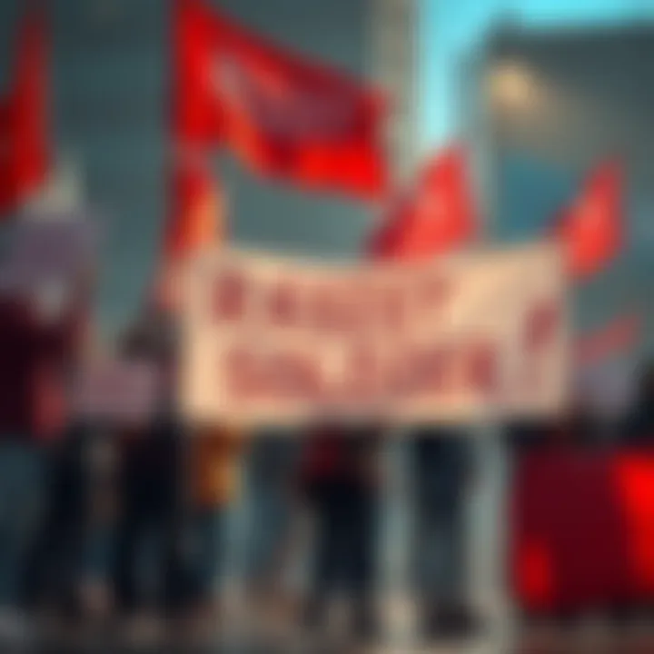 Group of individuals united, holding signs with the phrase 'Resist Soldier!' showcasing solidarity during a protest