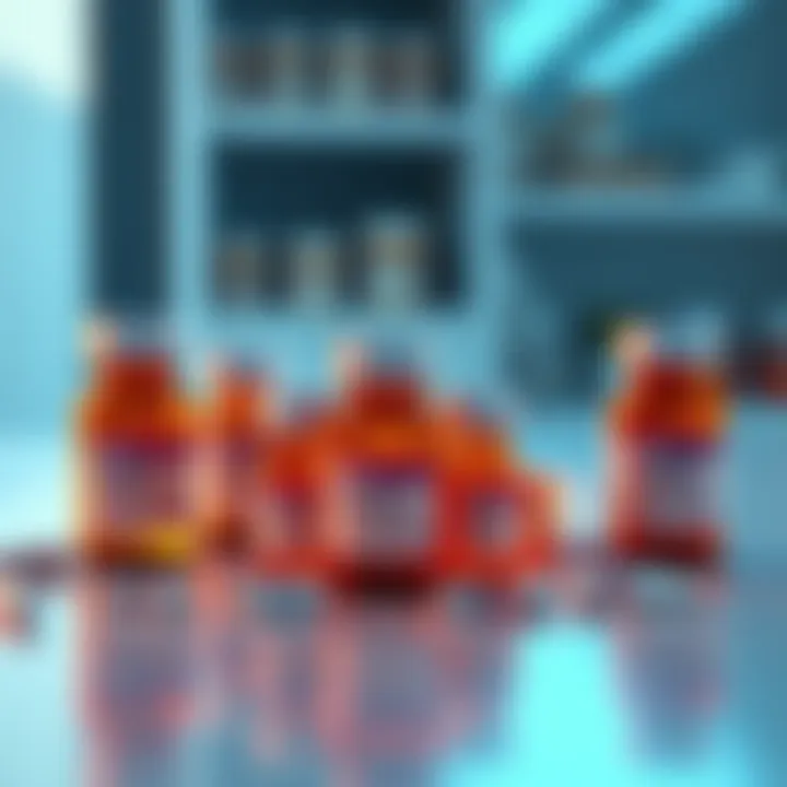 A collection of small pill bottles representing Reta dosages arranged on a table, illustrating different dosing strategies for side effect relief.