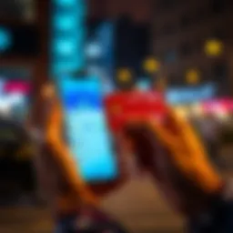 A person holding a Revolut card, looking at a smartphone showing the app's plan options, contemplating the switch from Metal to Standard.