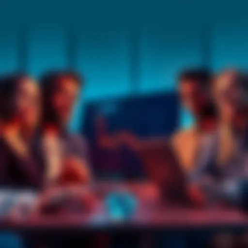 A group of investors looking at a graph of XRP prices, showing a sharp decline, while appearing hopeful yet worried.