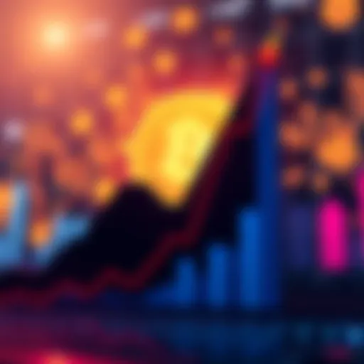 A graph showing the upward trend of Bitcoin prices with digital currency symbols in the background.