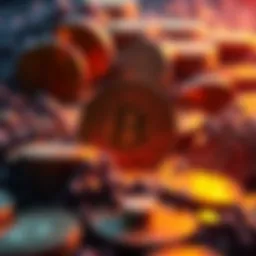 A visual representation of Bitcoin scarcity, showing a decreasing supply of Bitcoin coins alongside increasing demand from companies and states.