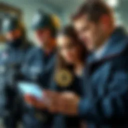 Fake police officers threaten a French couple, stealing Bitcoin. The couple looks scared as they hold a digital device showing cryptocurrency.