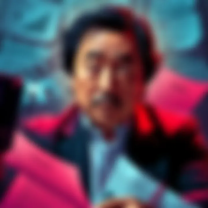 Robert Kiyosaki looking concerned amid financial documents and headlines about scamming allegations