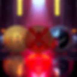 A graphic representation of Bitcoin and Ethereum symbols, indicating Russia's choice for collateral, with an X over the XRP symbol.