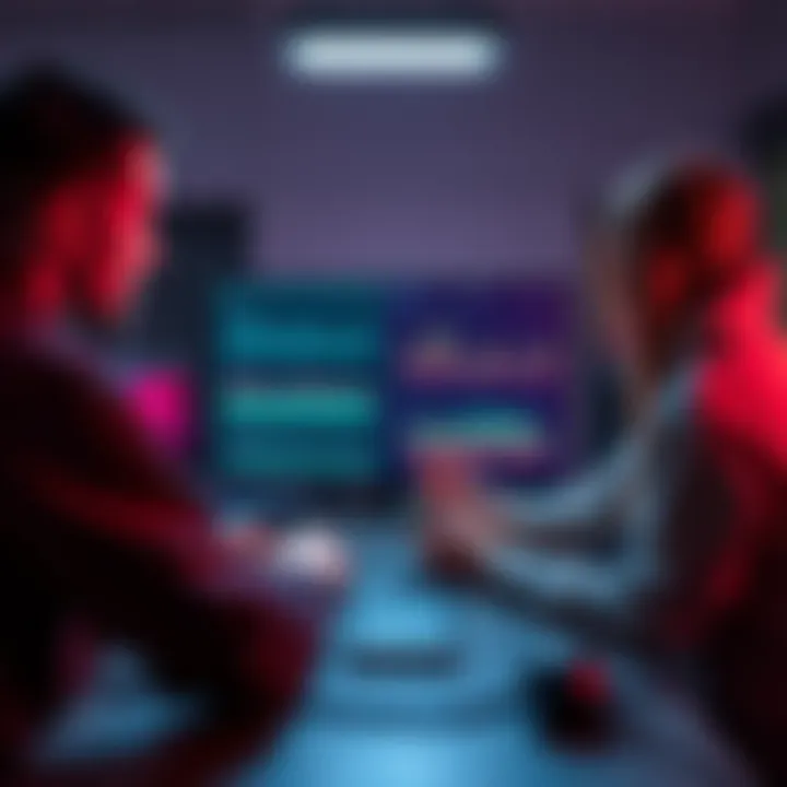 Team testing the S21 Slim prototype, showing performance metrics on a display while monitoring sound efficiency and power consumption.