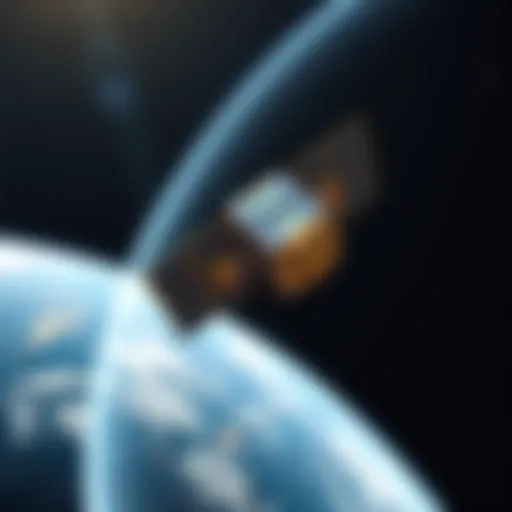 A satellite in orbit equipped with solar panels designed for Bitcoin mining operations, with the Earth visible in the background.