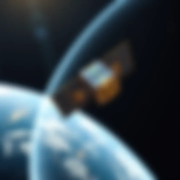 A satellite in orbit equipped with solar panels designed for Bitcoin mining operations, with the Earth visible in the background.