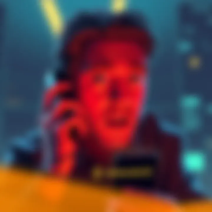 A person receiving a phone call with a worried expression, holding a smartphone with a Binance logo on the screen.