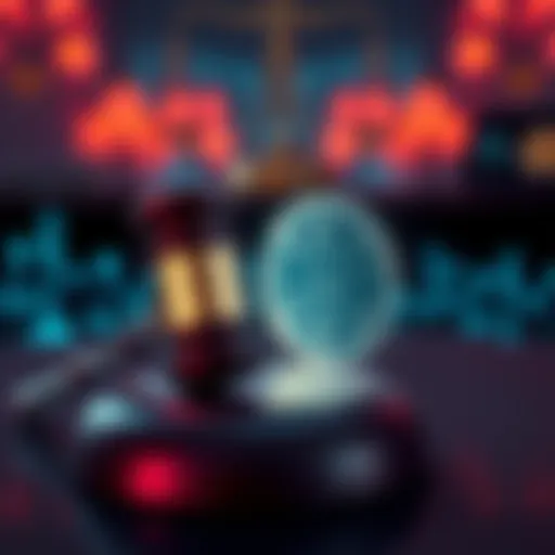A conceptual image showing a gavel and a digital blockchain symbol, representing legal issues in blockchain technology after recent hacks at Secondfi.