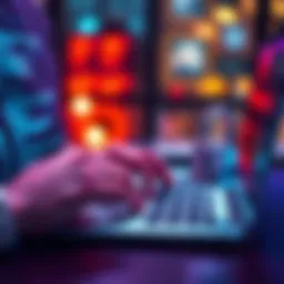 A person entering a passphrase on a laptop with a lock icon nearby, symbolizing online security