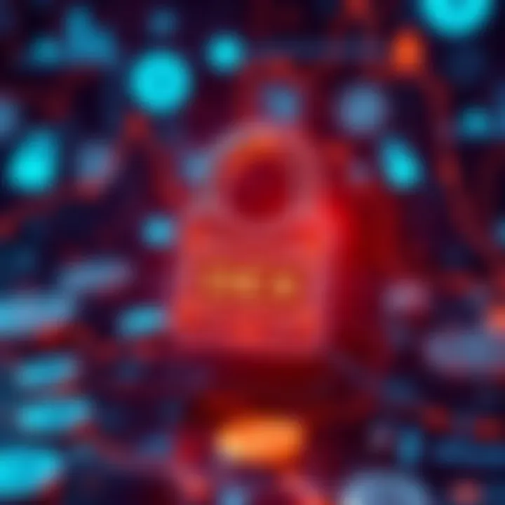 Security Warning for DEX A digital lock symbol illustrating the importance of security in decentralized exchanges, with a background showing cryptocurrency icons.