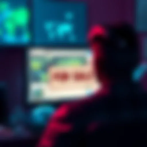 A person looking at a computer screen displaying an Atlas Earth account with a 'For Sale' sign