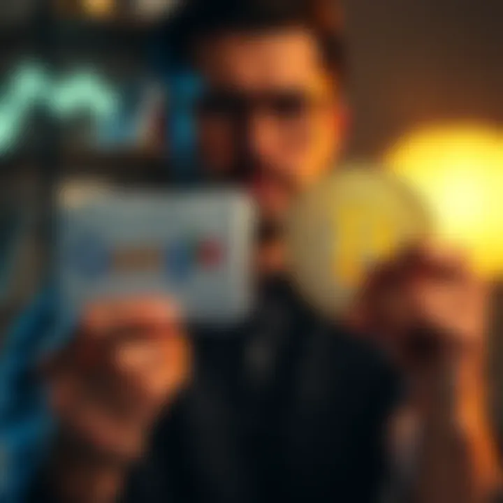 A person holding shares of Google and a Bitcoin, contemplating which to sell for cash