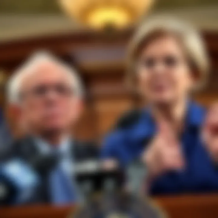 Senators Bernie Sanders and Elizabeth Warren speak at a press conference, raising concerns about a proposed rule allowing crypto investments in 401(k) retirement plans.