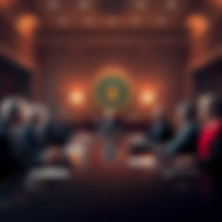 Group of senators in a meeting discussing potential national security risks linked to a crypto firm associated with Trump