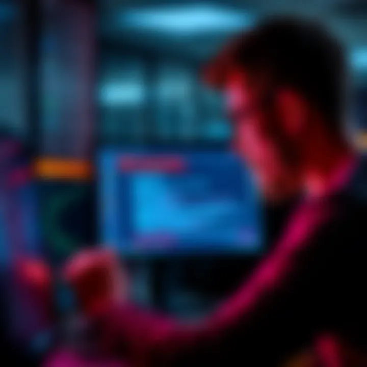 A frustrated person looking at a computer screen showing a connection error