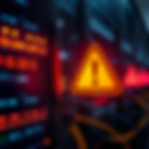 A computer server with warning signs indicating performance slowdown due to rate limits