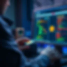 Person configuring the Coldcard Q device for secure Bitcoin storage, showing the device and a computer with software on screen