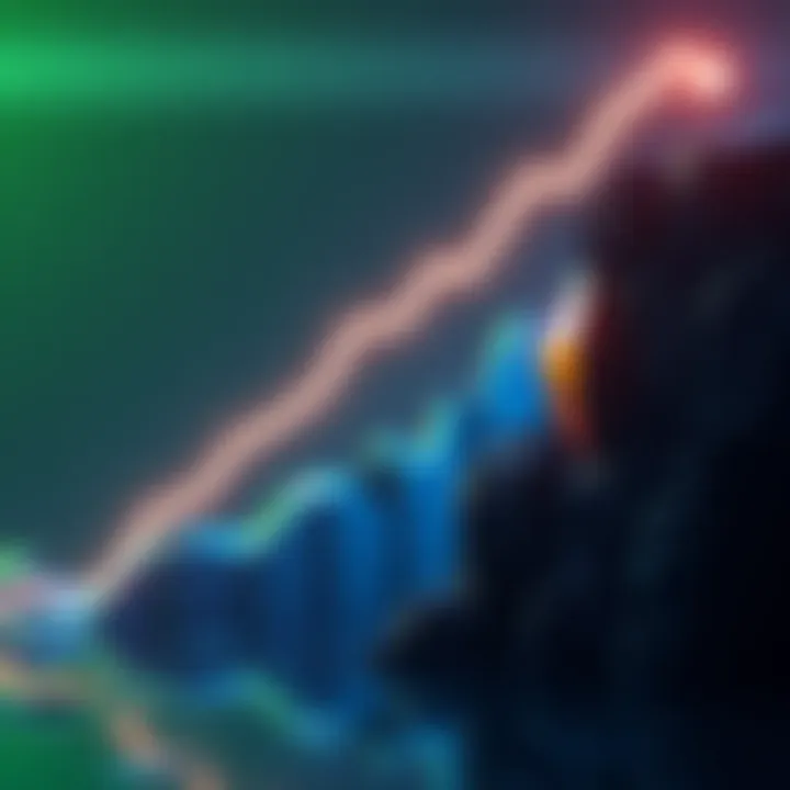 Graphic showing a downward trend representing Sharplink's $734 million loss alongside an upward trend for Ethereum staking revenue