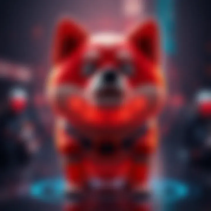A Shiba Inu dog figure with a digital A.I interface, symbolizing the integration of artificial intelligence in cryptocurrency.