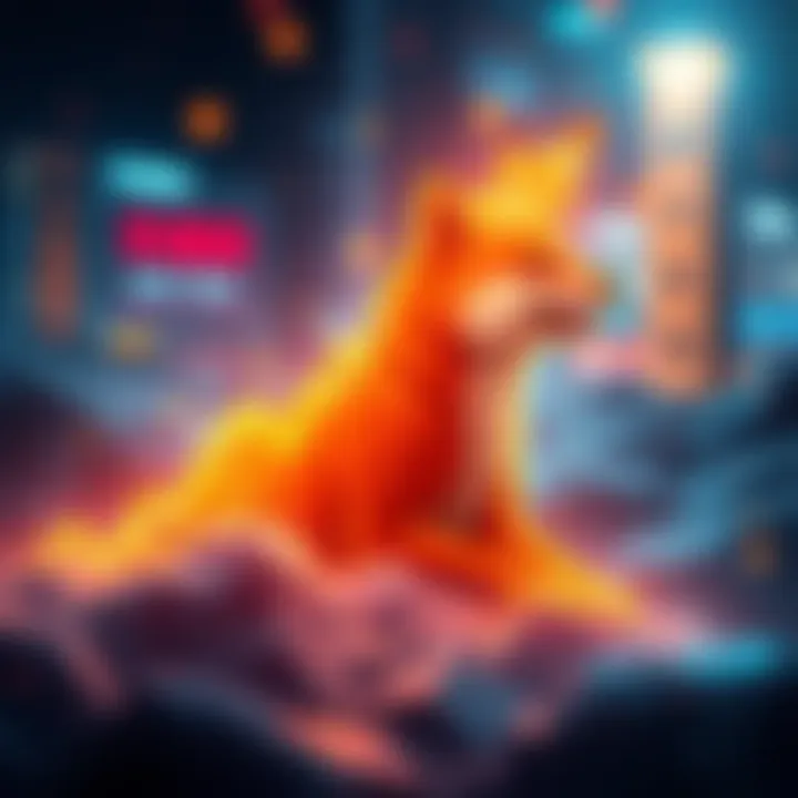 Illustration showing a rising graph with Shiba Inu tokens being burned, symbolizing increased activity in the network