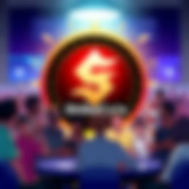 Illustration of the ShibaCoin logo surrounded by a diverse group of people engaging in a discussion about cryptocurrency.