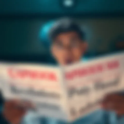 A person looking shocked while reading a newspaper with bold headlines about revelations