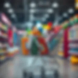 A shopping cart overflowing with various products, emphasizing bulk buying habits.