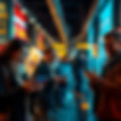 Simple Crypto Transactions People enjoying stress-free cryptocurrency transactions, smiling while using their devices.