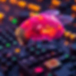 A visual representation of a simulated fruit fly brain processing Bitcoin mining operations, showcasing futuristic technology and biological computing concepts.
