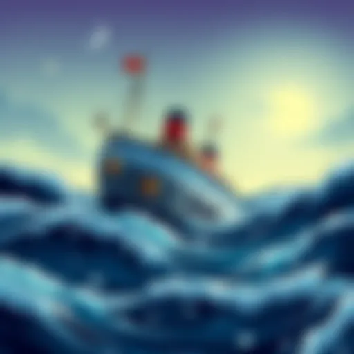 A cartoon showing a ship labeled 'Fiat' sinking in turbulent waters, representing the dangers of relying on fiat currency.