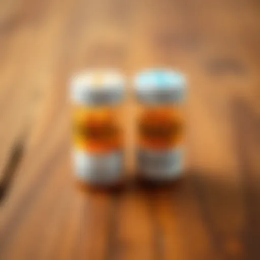 A side-by-side view of two capsules, one labeled Sirolimus and the other labeled NAD+, on a wooden table, symbolizing the debate in the anti-aging community.