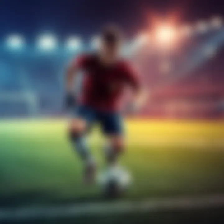 A soccer player running on the field with a ball during a game