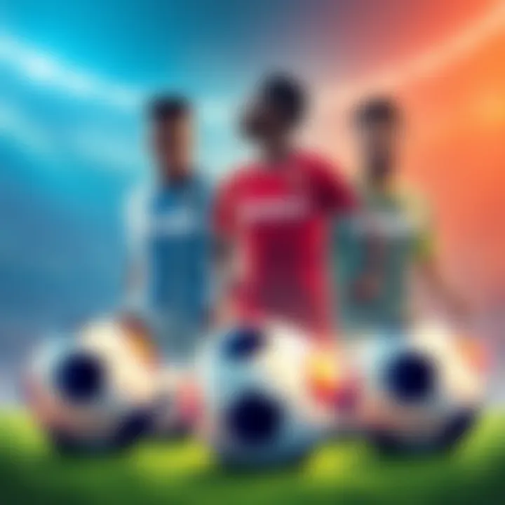 Illustration showing projected values of soccer players Bono, Kounde, Rabiot, and Saliba with their names above soccer balls