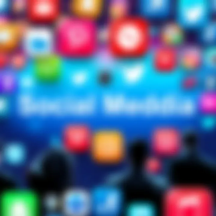 A collage of various social media app icons with people reacting to recent controversies.