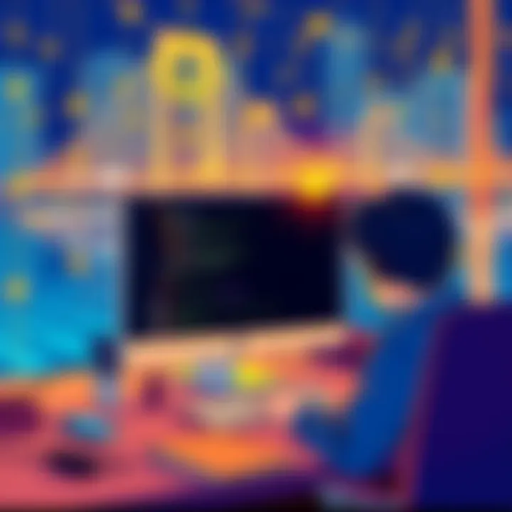 Illustration showing a person using a computer to transfer digital assets between Solana and other blockchain networks easily