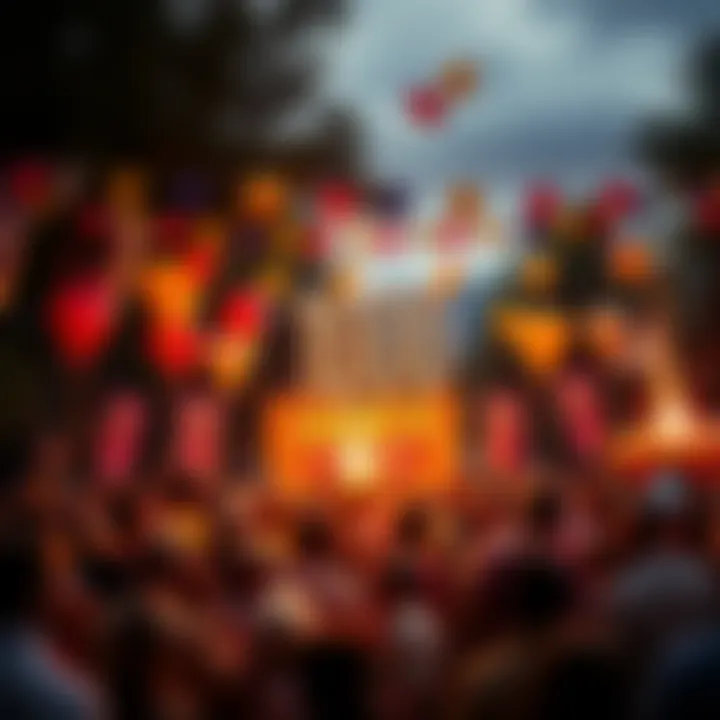 People celebrating the 1000 epochs milestone in the Solana community with balloons and banners