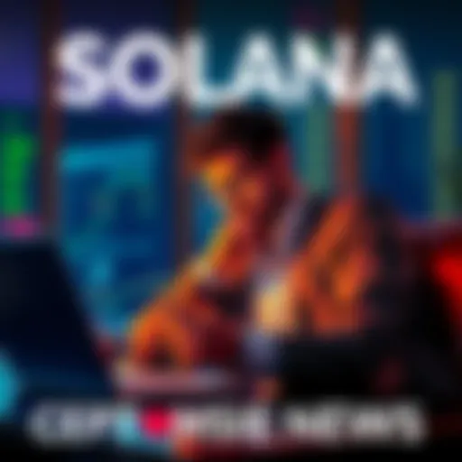A new investor contemplating whether to hold or sell Solana cryptocurrency while checking market trends on a laptop.