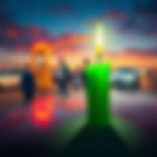 Visual representation of Solana's market surge with a green candle indicating growth and increased market cap