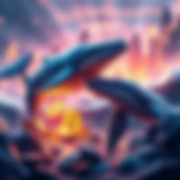 Graphic showing Solana price drop below $130 with whales symbolically filling their wallets with coins