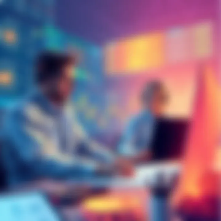 Illustration of developers working with the new Solana Tokens Assets API, showcasing integration of stocks and cryptocurrencies.