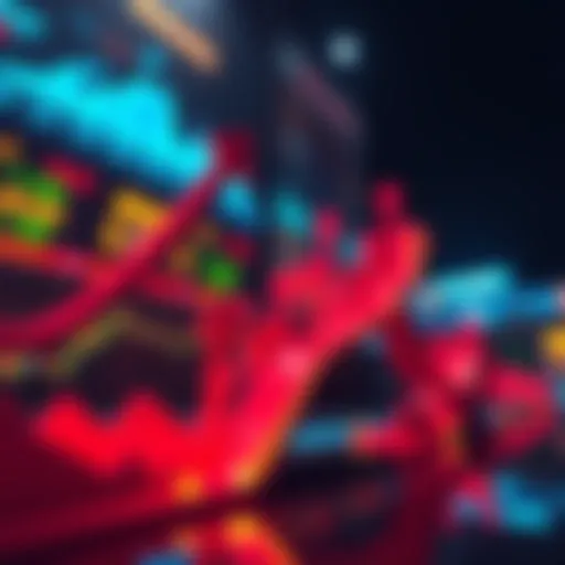 A graphic illustrating Solana's rise in trading volume with upward arrows and blockchain symbols